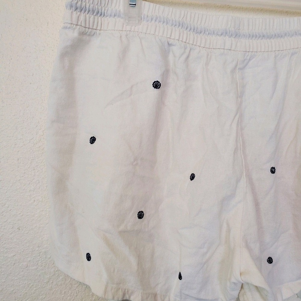 Old Navy Womens Large White Linen Blend Embroidered Tassel Pull On Shorts Navy - Picture 9 of 16